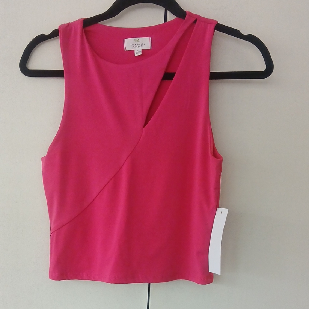 Live In The Moment Pink Crop Top Fashion Essential